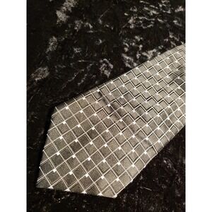 Vintage Material London Mens Neck Tie Black White Check Plaid Career Wear